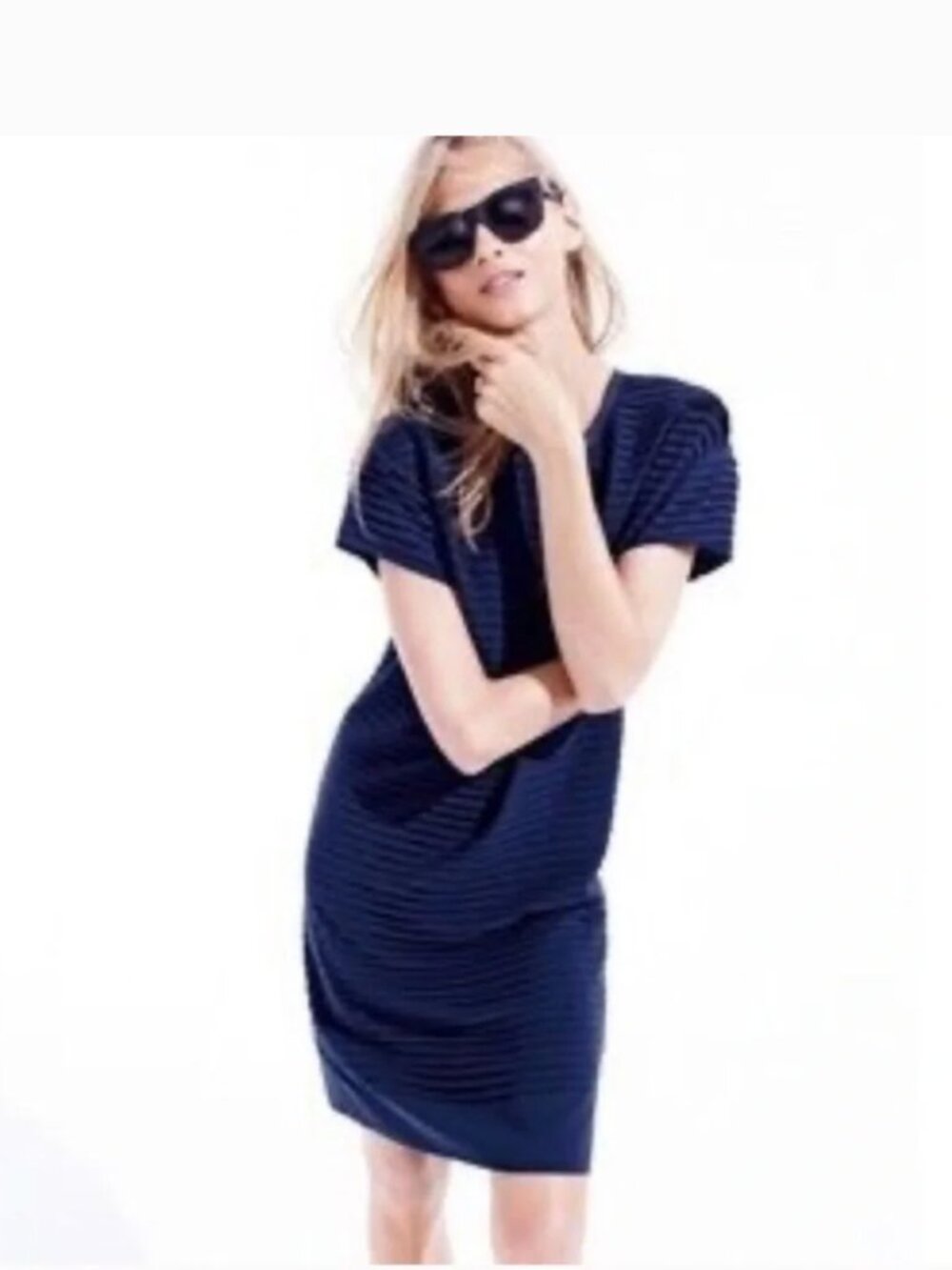 J.Crew Navy Tiered Chiffon Pleated Dress - Size 4